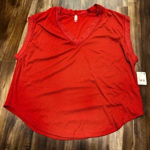 Free People Run Around Women's Slouchy Ribbed Trim Tee NWT Size Small